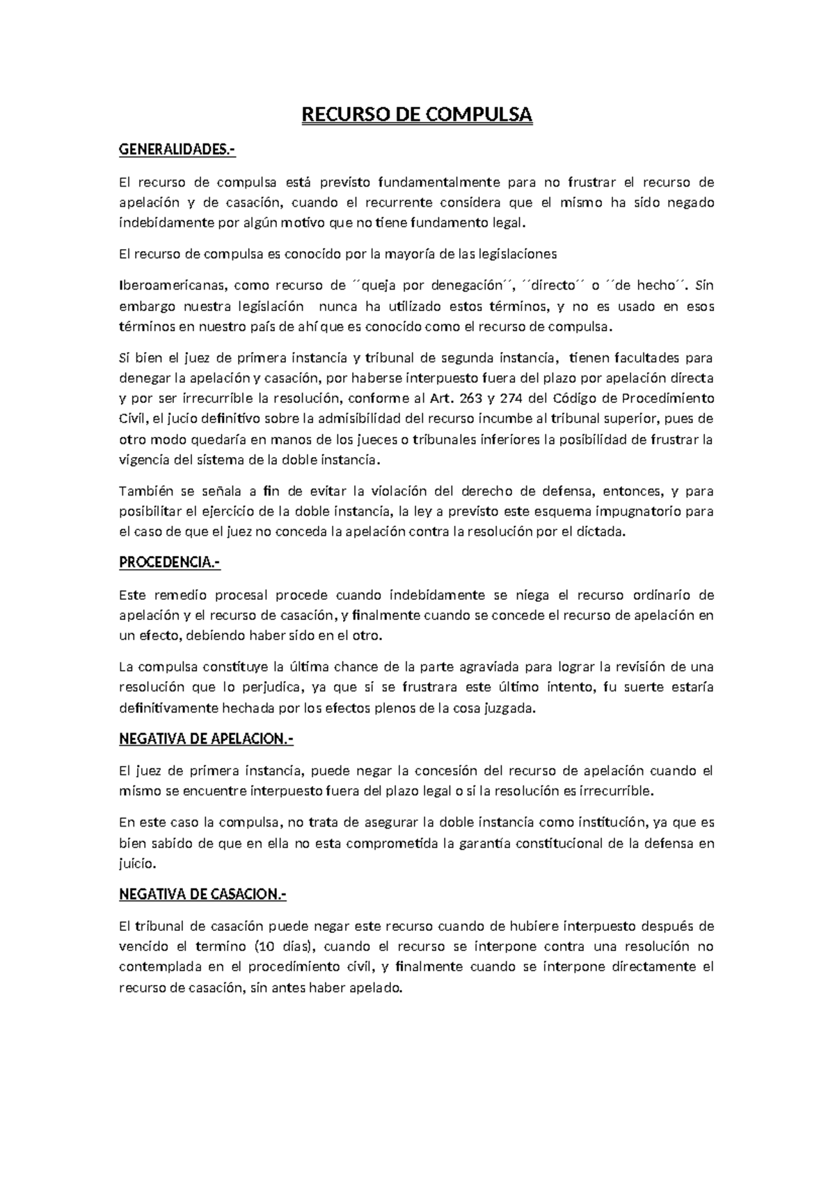 Recurso DE Compulsa - Usalo - RECURSO DE COMPULSA GENERALIDADES.- El ...