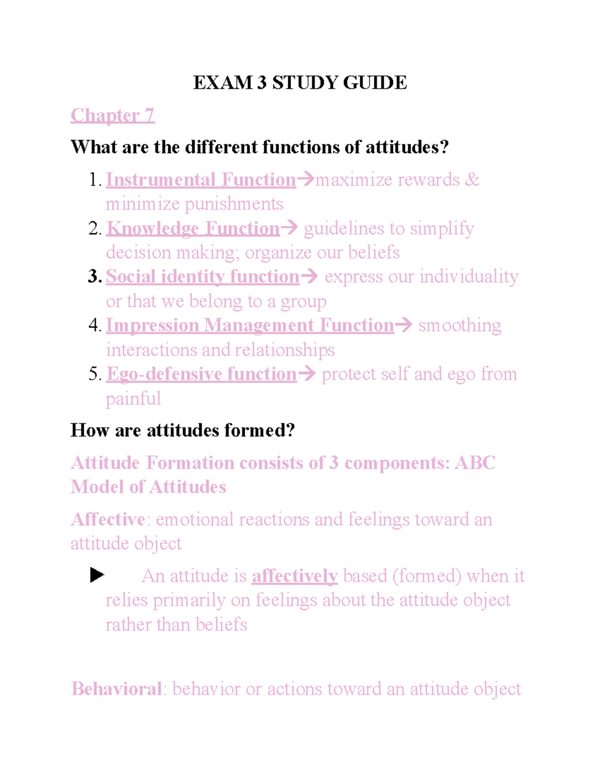 EXAM 3 Study Guide - Summary Social Psychology - EXAM 3 STUDY GUIDE ...