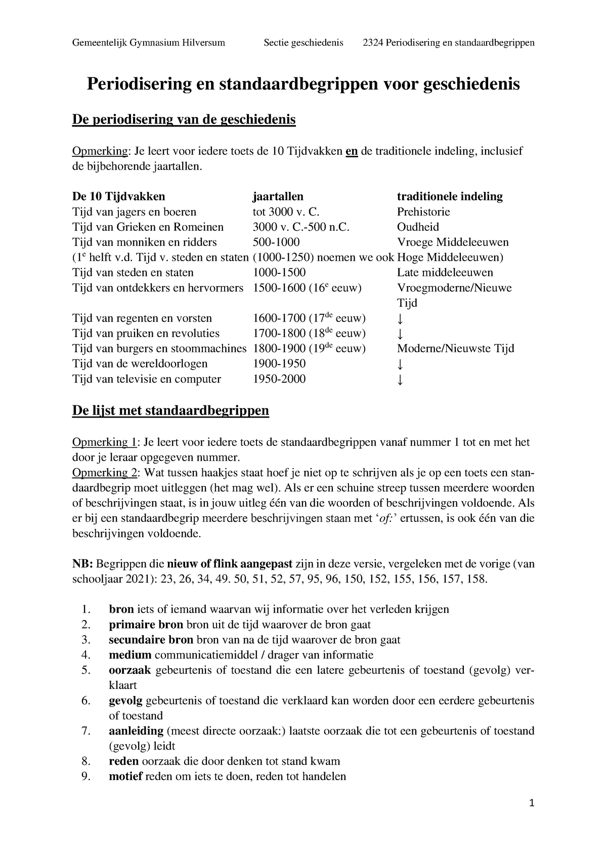 2324 Periodisering En Standaardbegrippen Voor Geschiedenis - De 10 ...