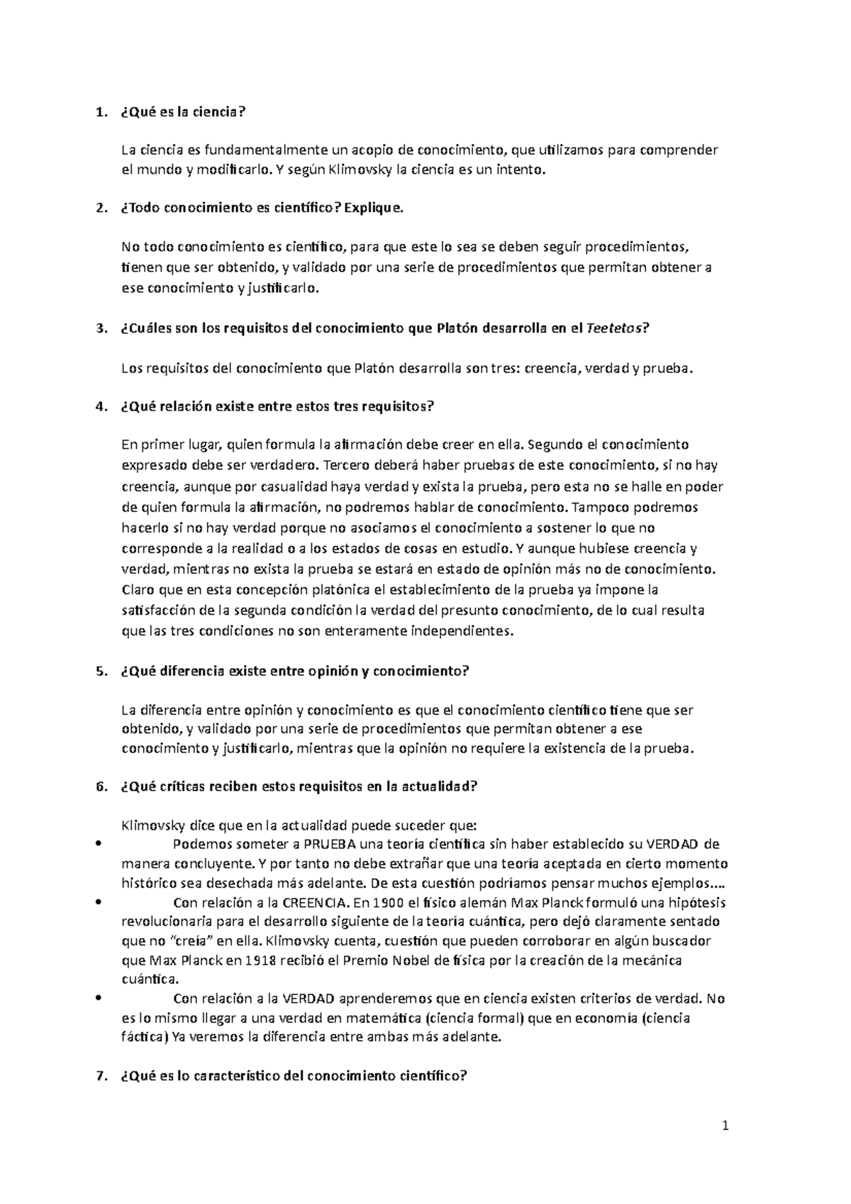 Cuestionario Clase 1 - KLIMOVSKY - Trabajo Práctico - 1. ¿Qué Es La ...