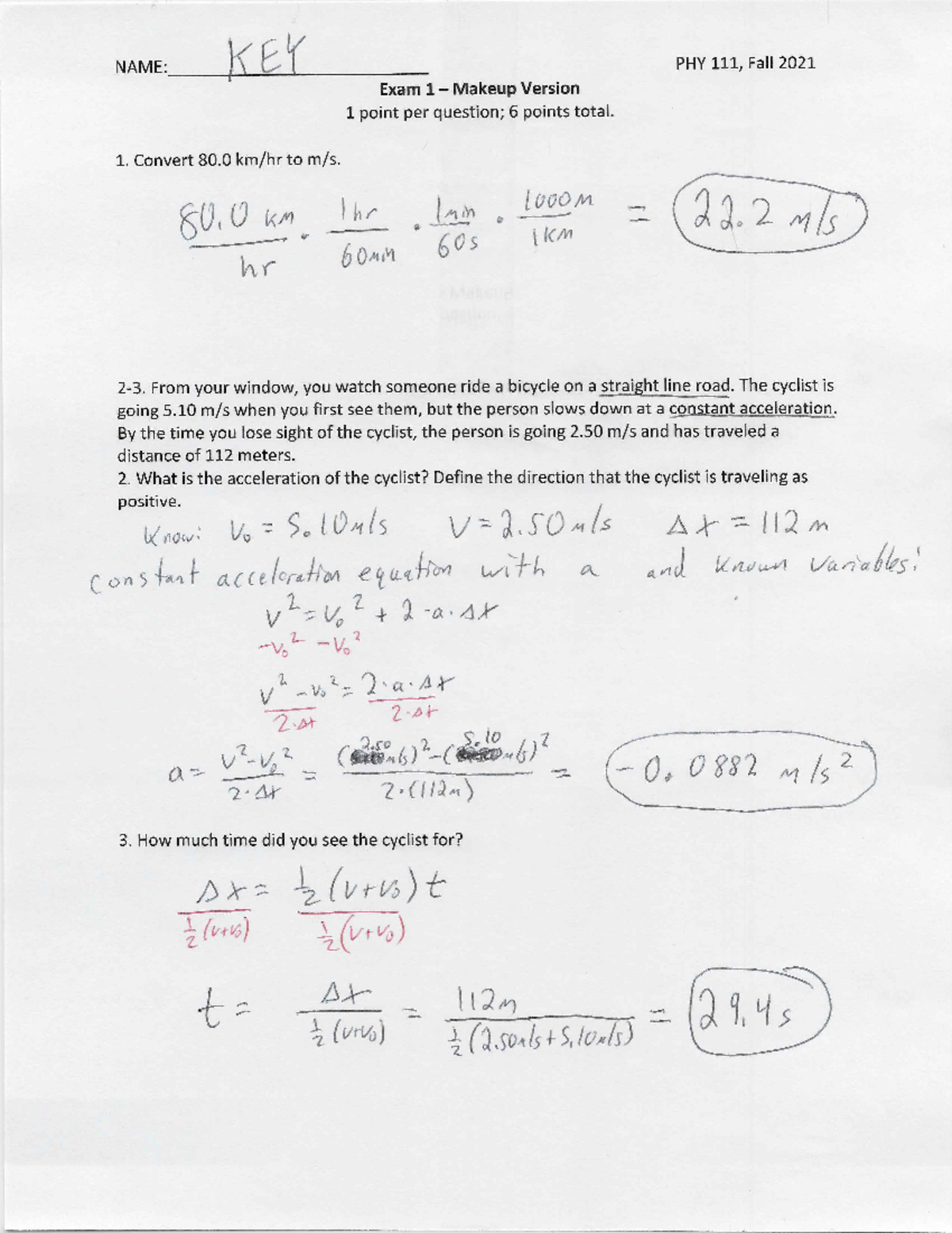 Exam 1 Solutions - Makeup Version - PHY 111 - Studocu
