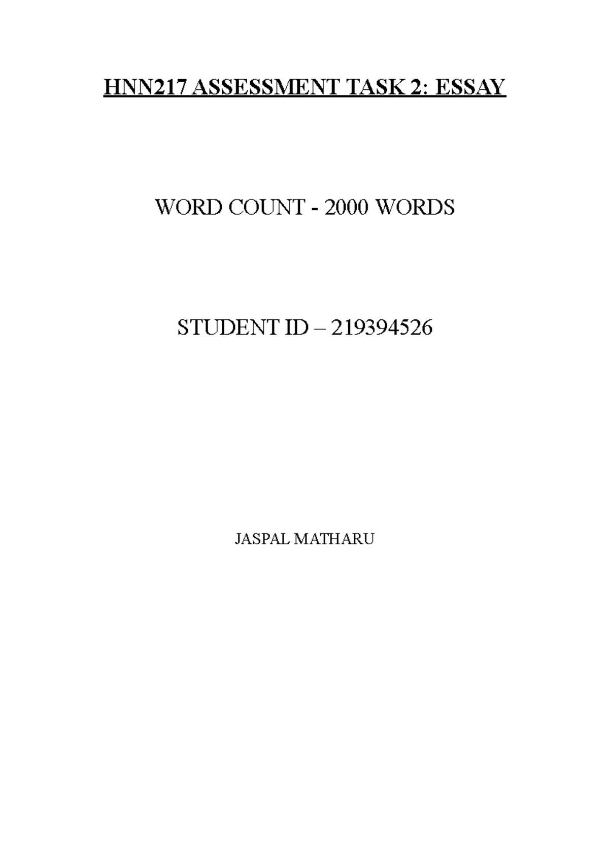 sangeeta-assessment-hnn217-assessment-task-2-essay-word-count-2000