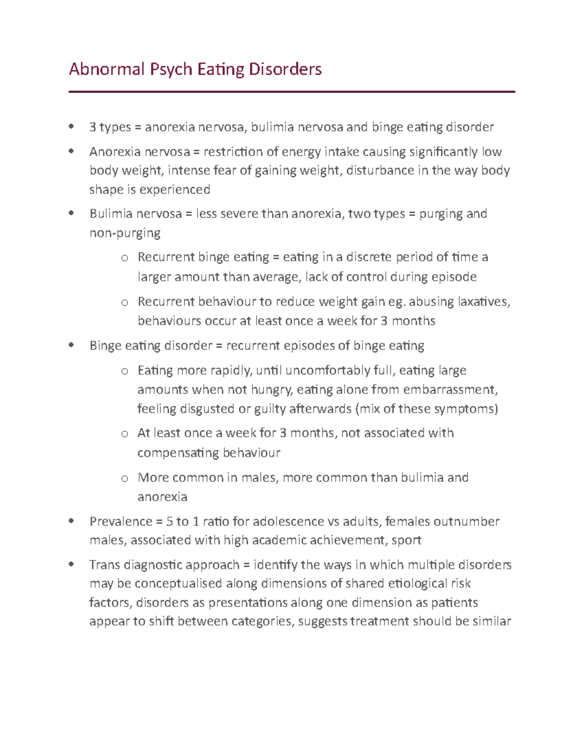 Abnormal Psych Eating Disorders abusing laxatives, behaviours occur