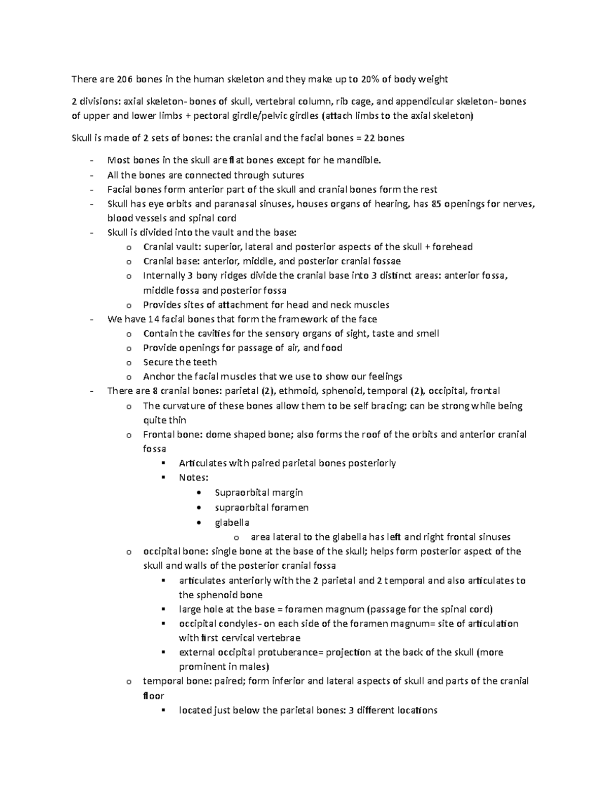 Skeletal system notes - There are 206 bones in the human skeleton and ...
