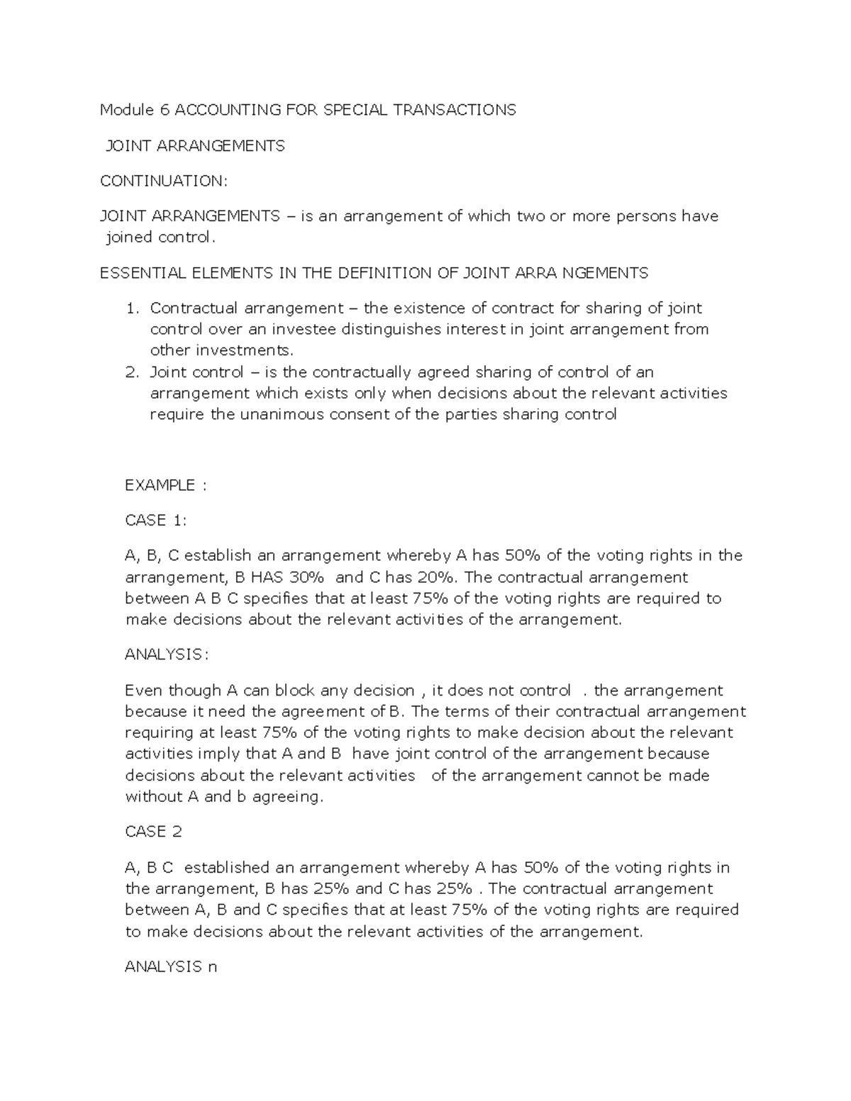 Chapter 6 Joint Arrangement 2 - Module 6 ACCOUNTING FOR SPECIAL ...