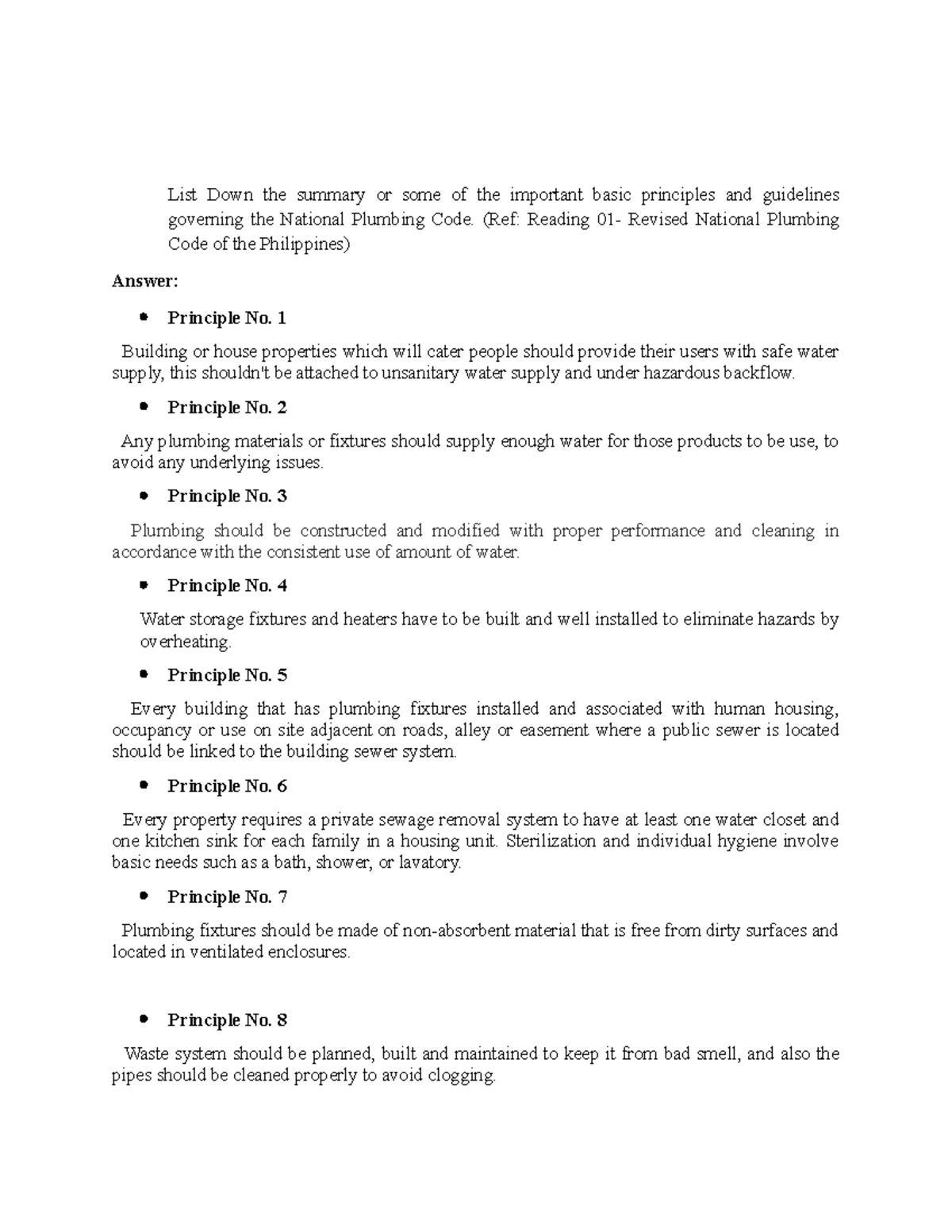 Principles - List Down the summary or some of the important basic ...