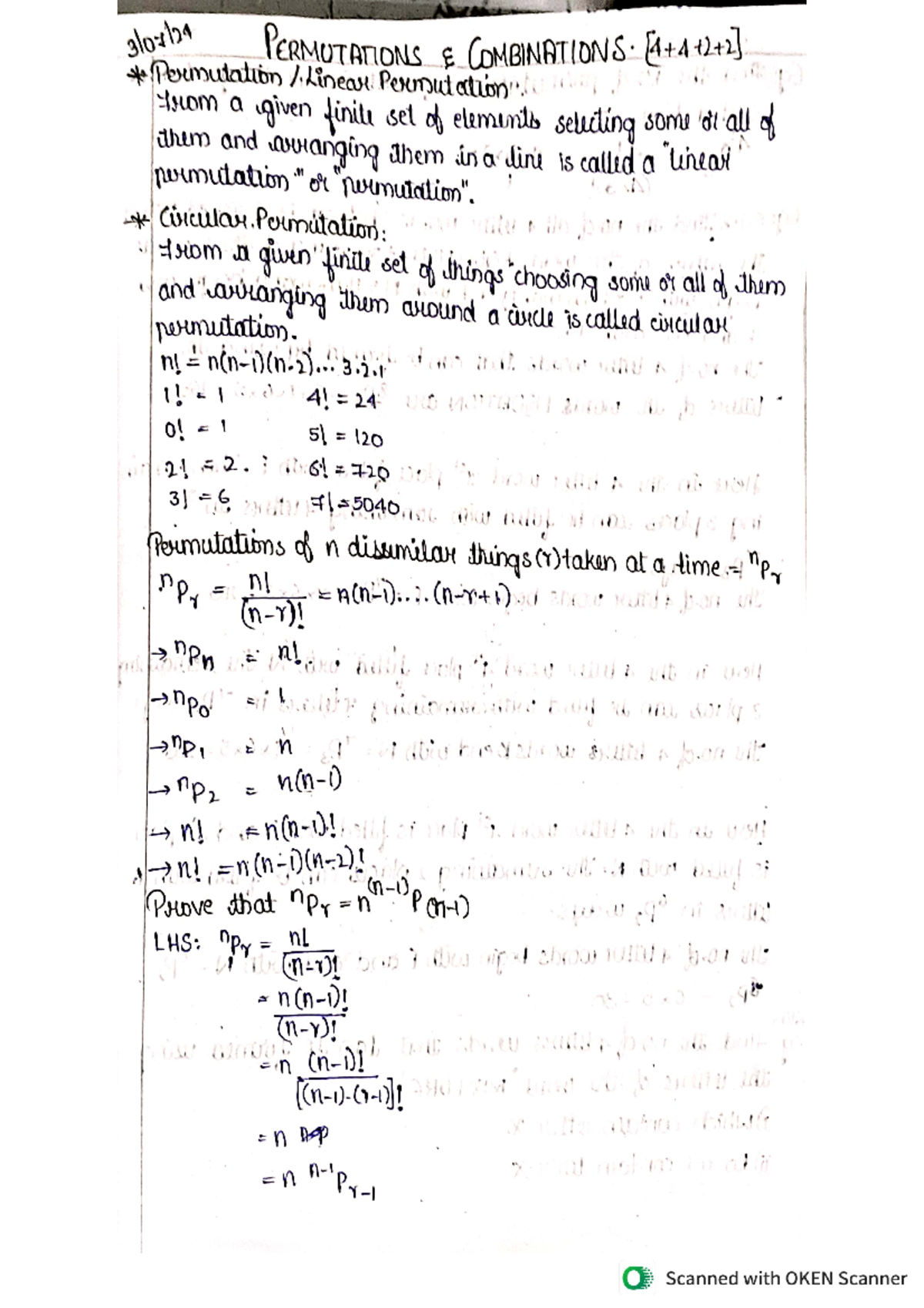 Maths - Imp - PERMUTATIONS E Permutation 1. Linear Permutation from a ...