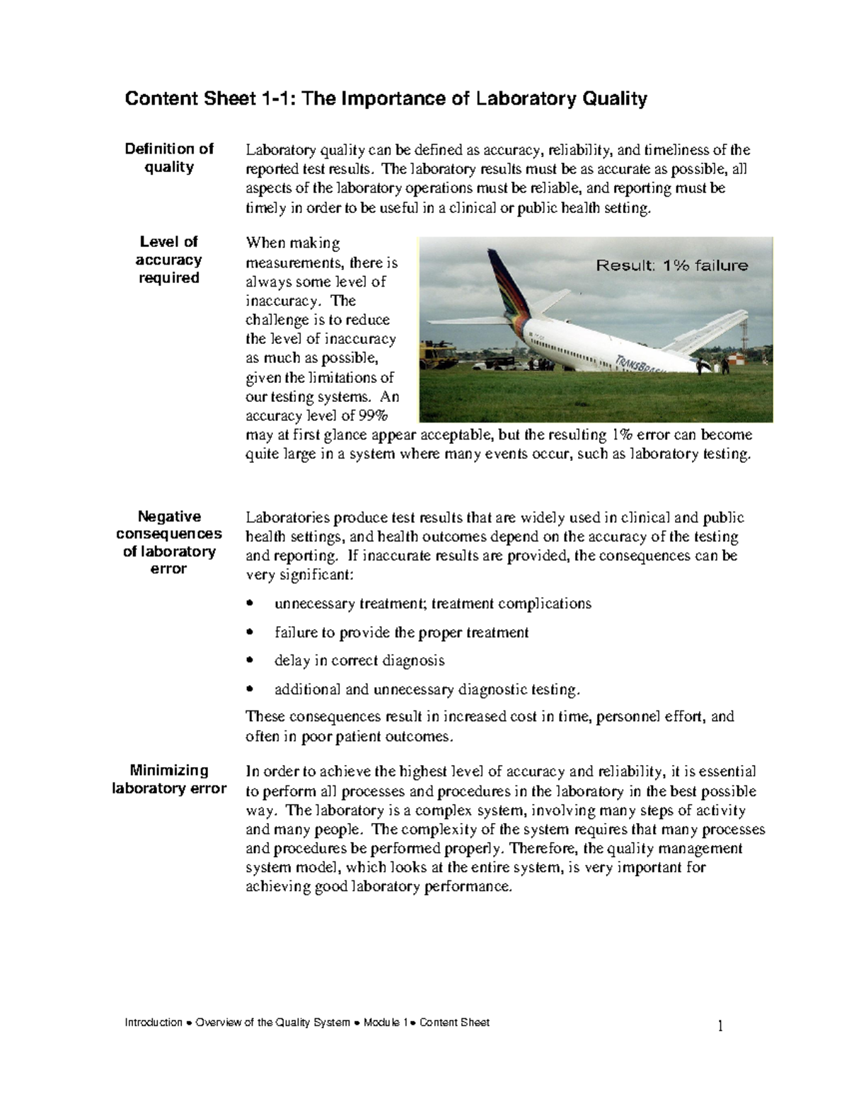1 b content introduction Content Sheet 11 The Importance of