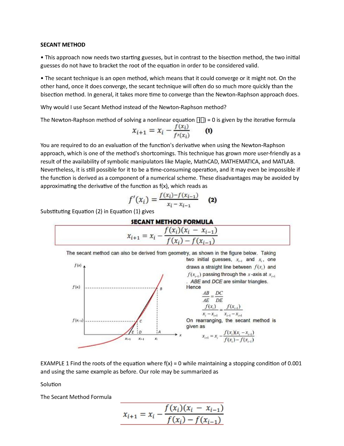 Why We Use Secant Method