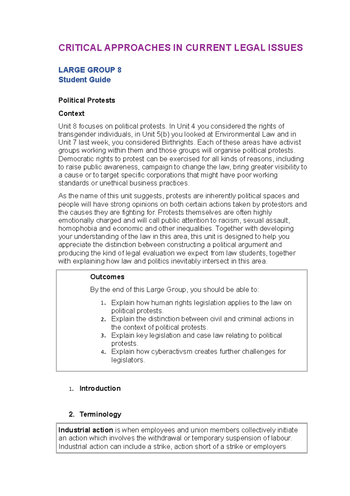 Critical Approaches in Current Legal Issues Large Group 8 CRITICAL