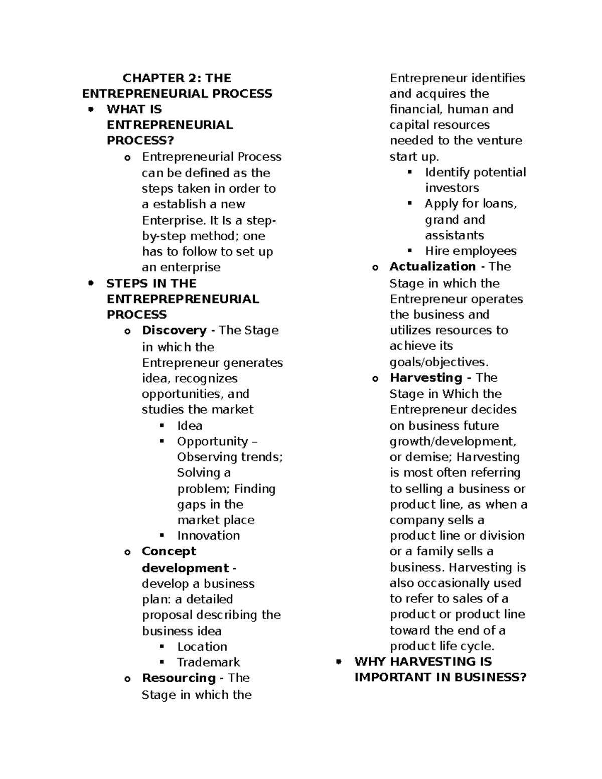 Advance Entrepreneurship Chapter 2 Notes - CHAPTER 2: THE ...