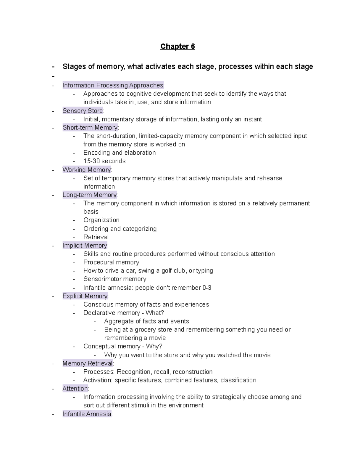 Psych 160 Ch - online asynchronous - Chapter 6 - Stages of memory, what ...