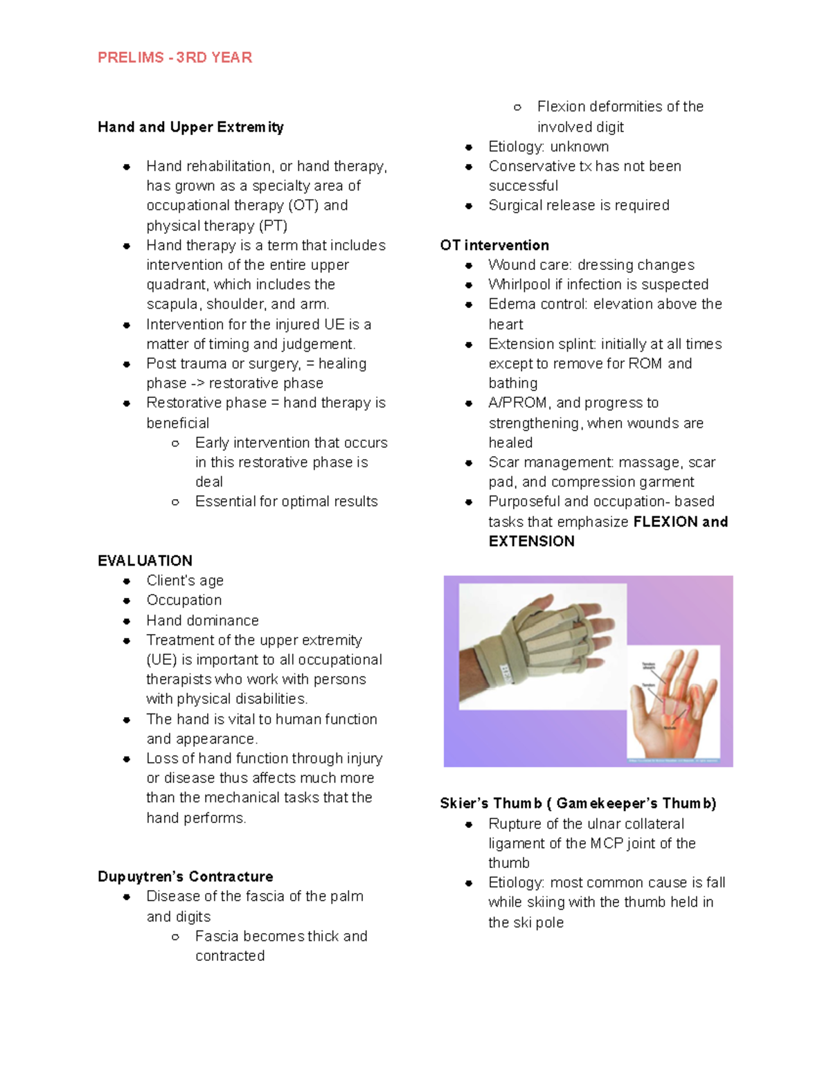 Hand and Upper Extremity - Intervention for the injured UE is a matter ...