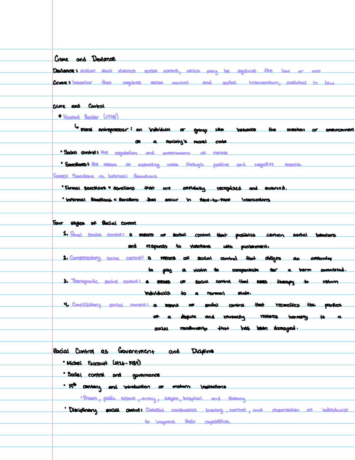 Crime and Deviance - Notes from lecture - Crime and Deviance Deviance ...