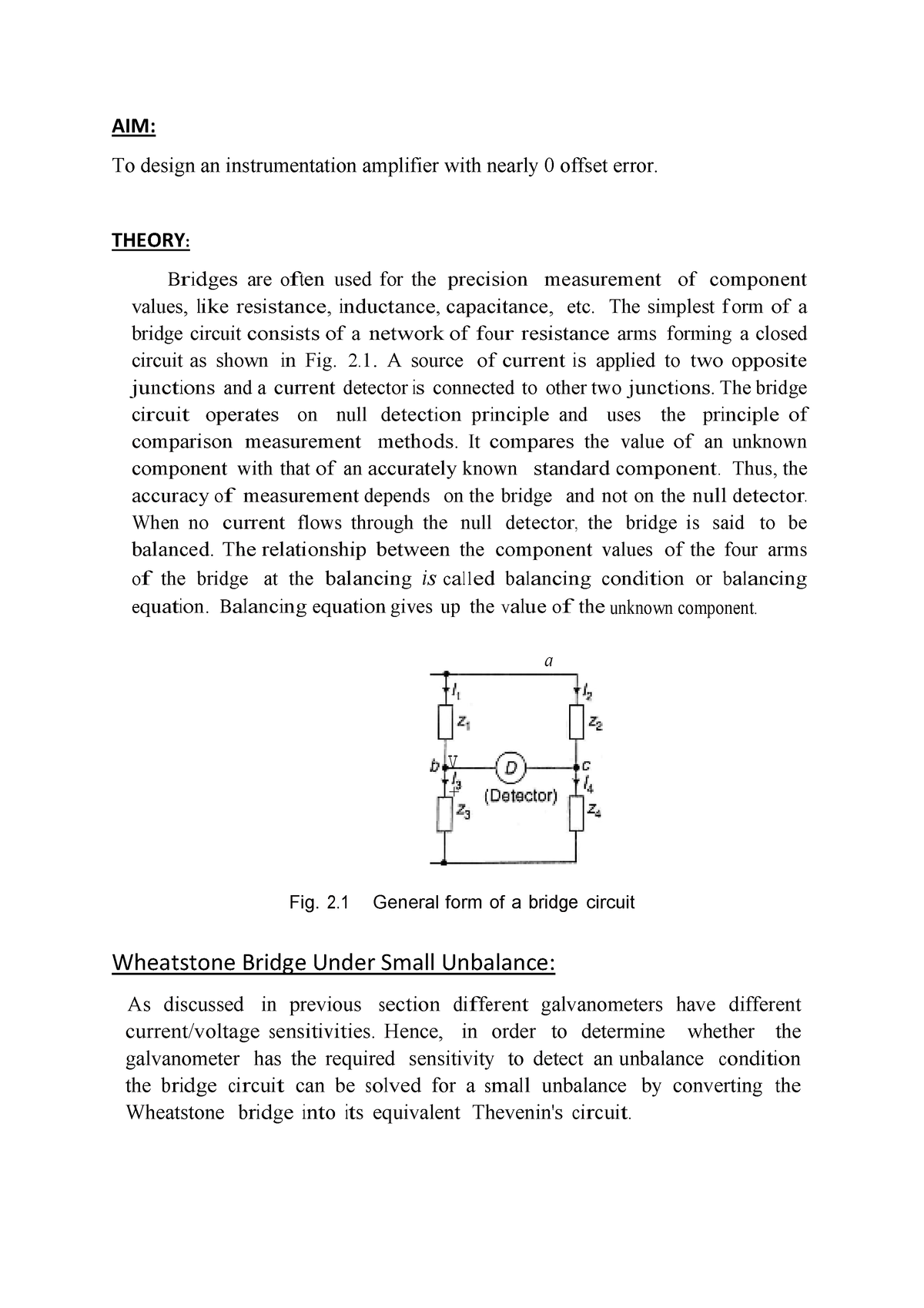 Instrumentation Amplifier Lab Report Group-1 - AIM: To Design An ...