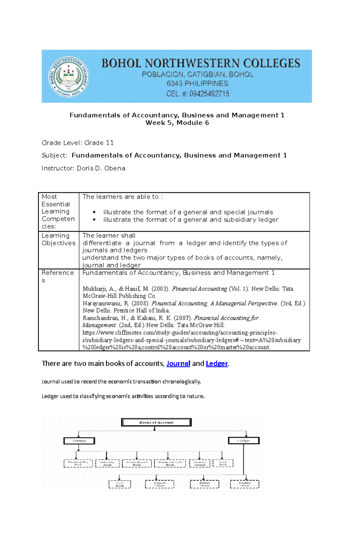 Grade 11 Accounting 1 Week5 Module 6 - Fundamentals of Accountancy ...