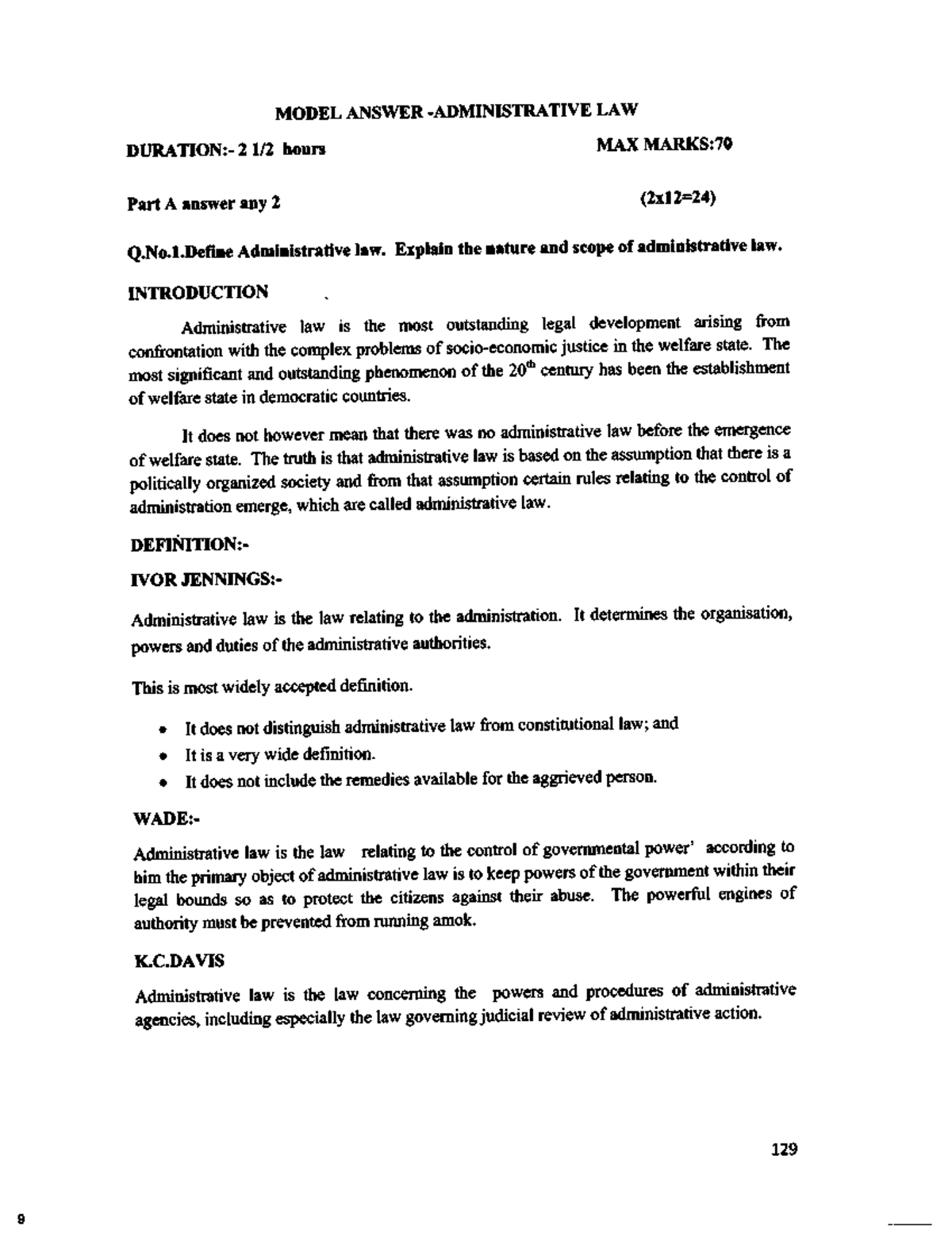Model Question Paper of Admin Law with Answers - Administrative Law ...