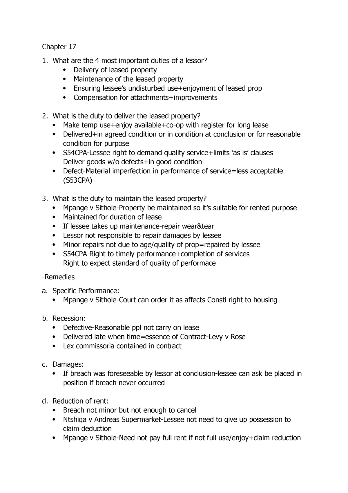 Specific Contracts SU 3CH17 Summary - Chapter 17 What are the 4 most ...