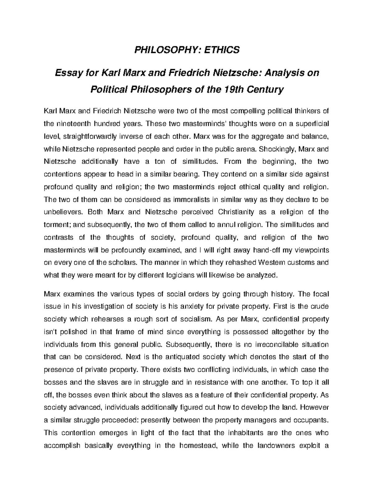 short essay on karl marx