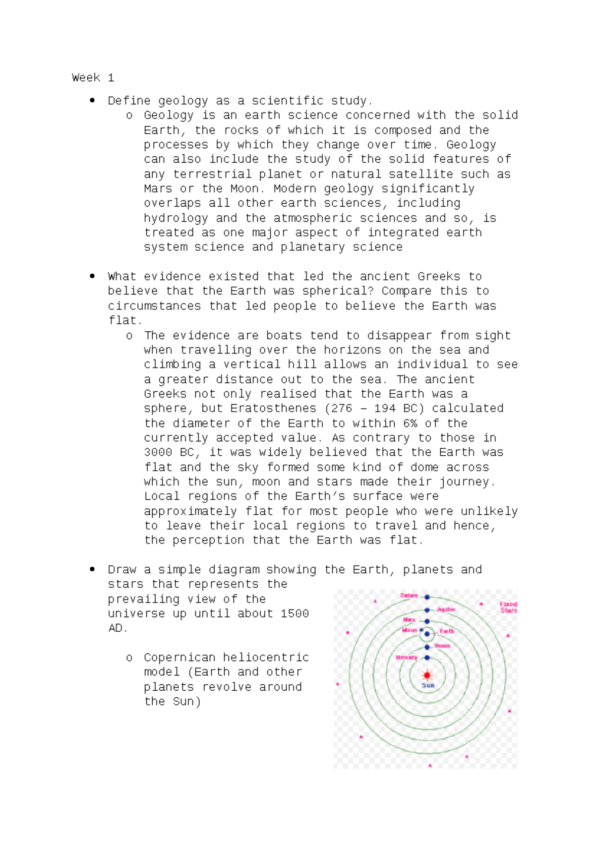 GEOS WK 1 3 Concept Review Notes - Week 1 Define geology as a ...