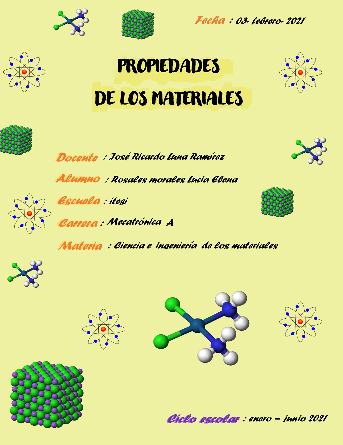 Actividad II DE Clase Propiedades DE LOS Materiales - Docente Materia ...