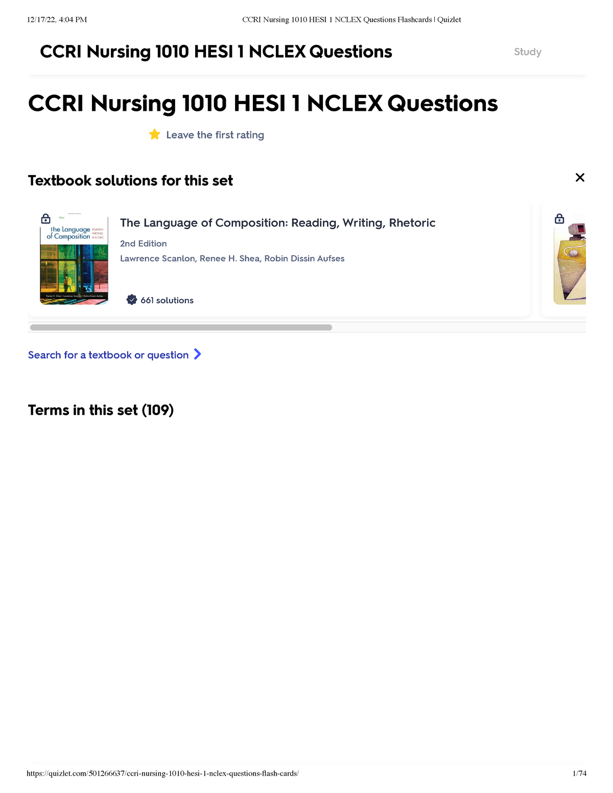 CCRI Nursing 1010 HESI 1 Nclex Questions Flashcards Quizlet CCRI