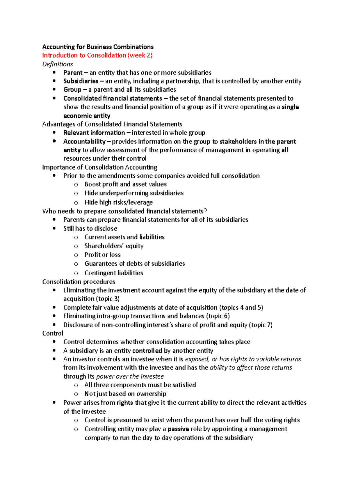 Intro to Consolidation - Accounting for Business Combinations ...