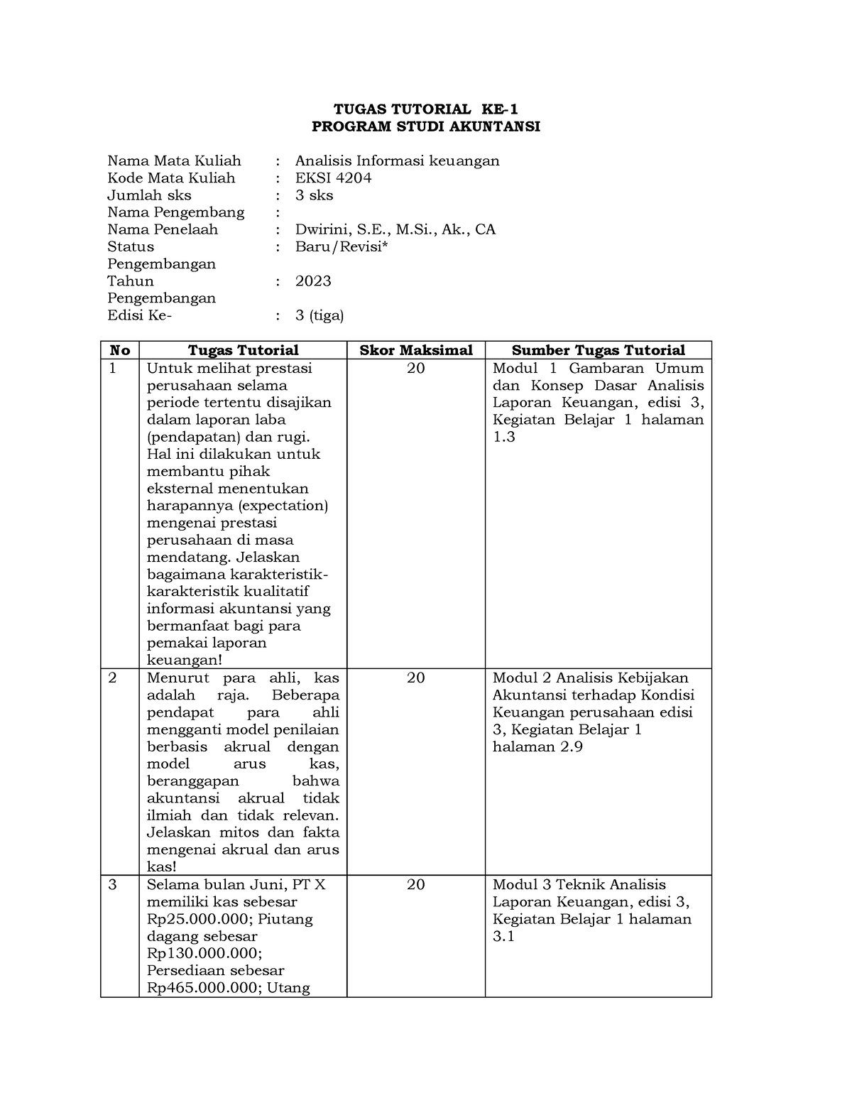 Tugas Tutorial KE 1 Analisis Informasi Keuangan - TUGAS TUTORIAL KE- 1 ...