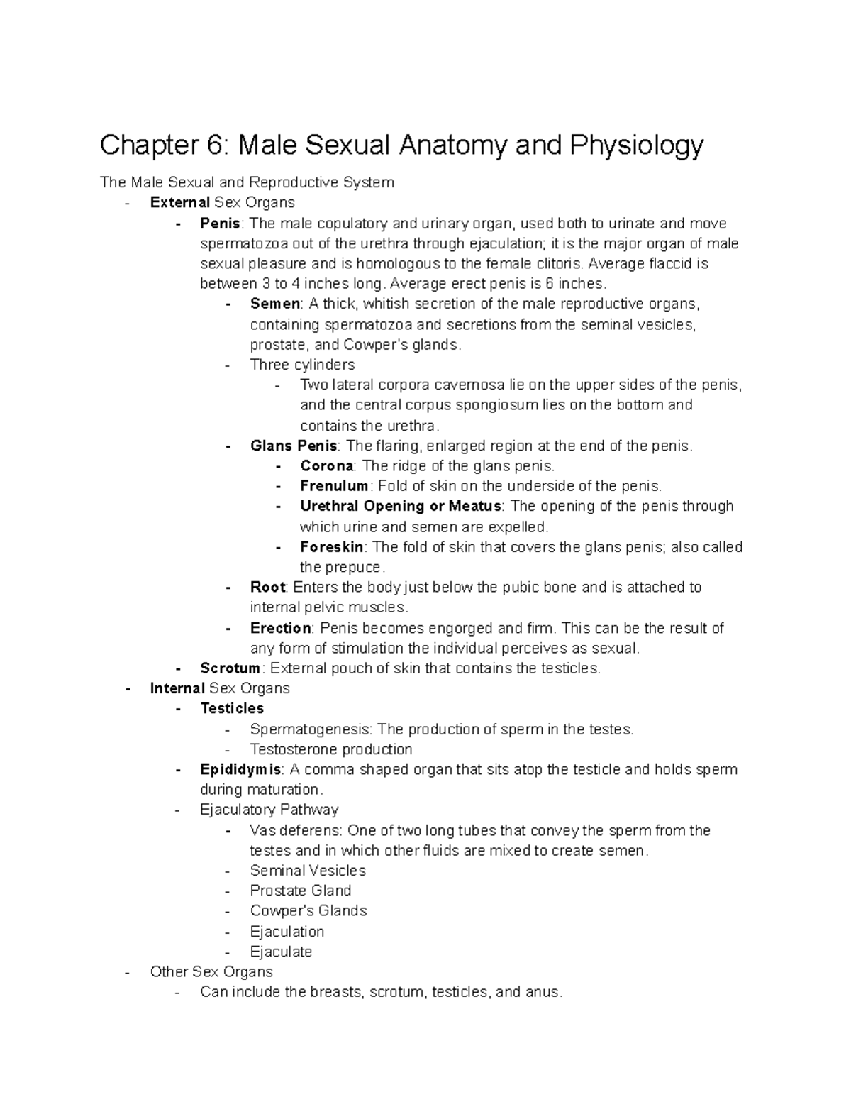 SOCS 340 Chapter 6 - Chapter 6: Male Sexual Anatomy and Physiology The ...