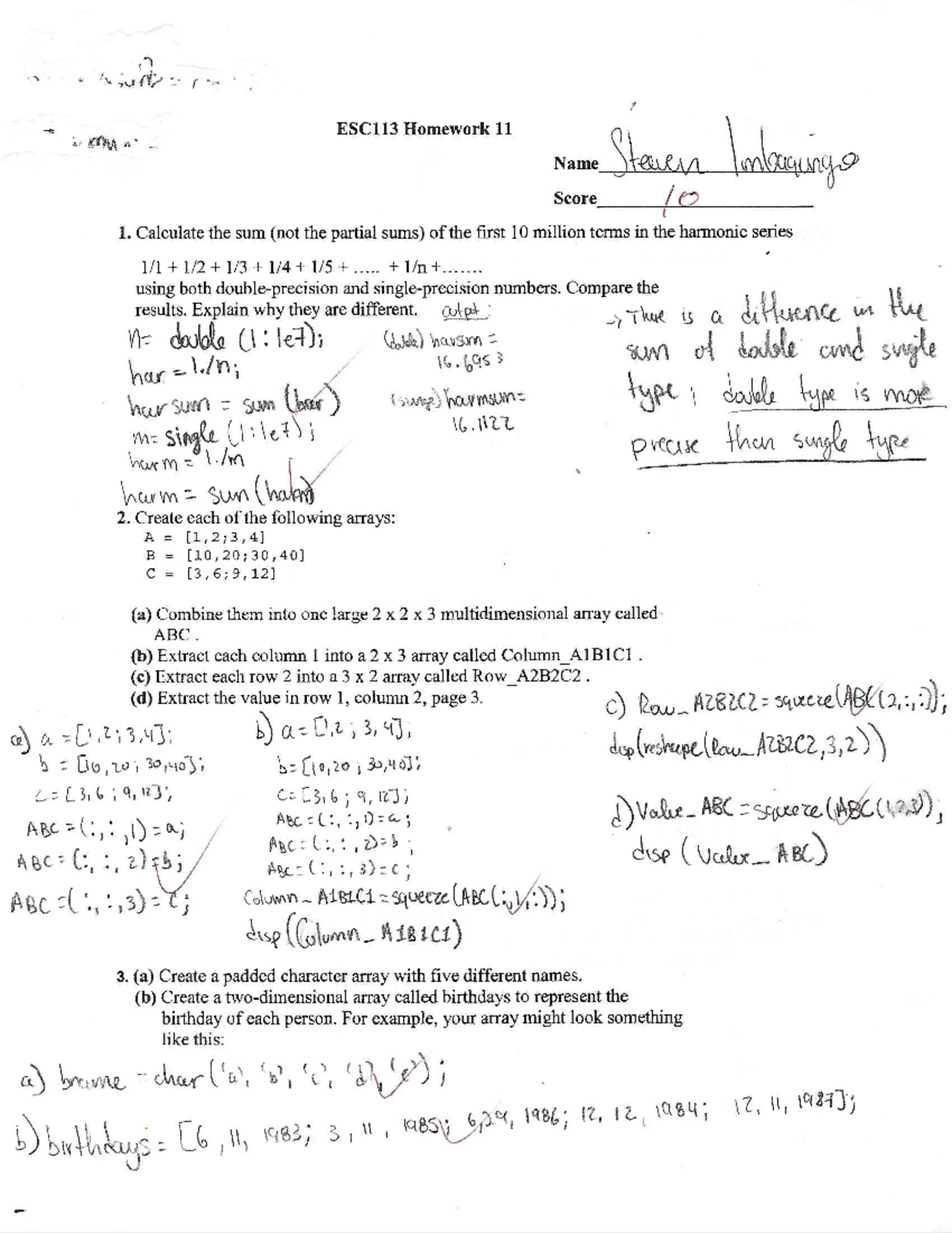 ESC113 HW11 - homework - ESC 113 - Studocu