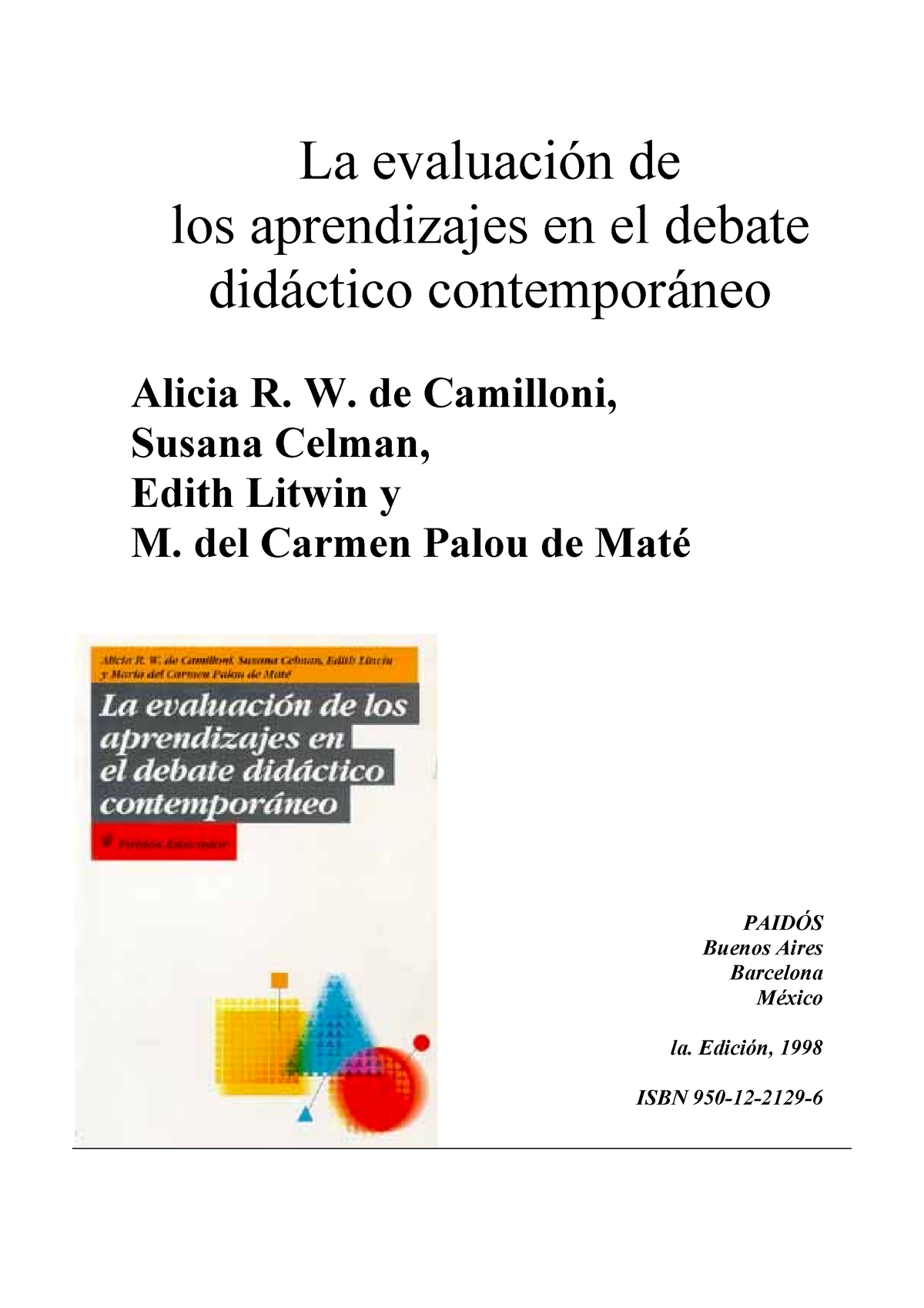 Mejorar LA Evaluacion Copia - La Evaluación De Los Aprendizajes En El ...