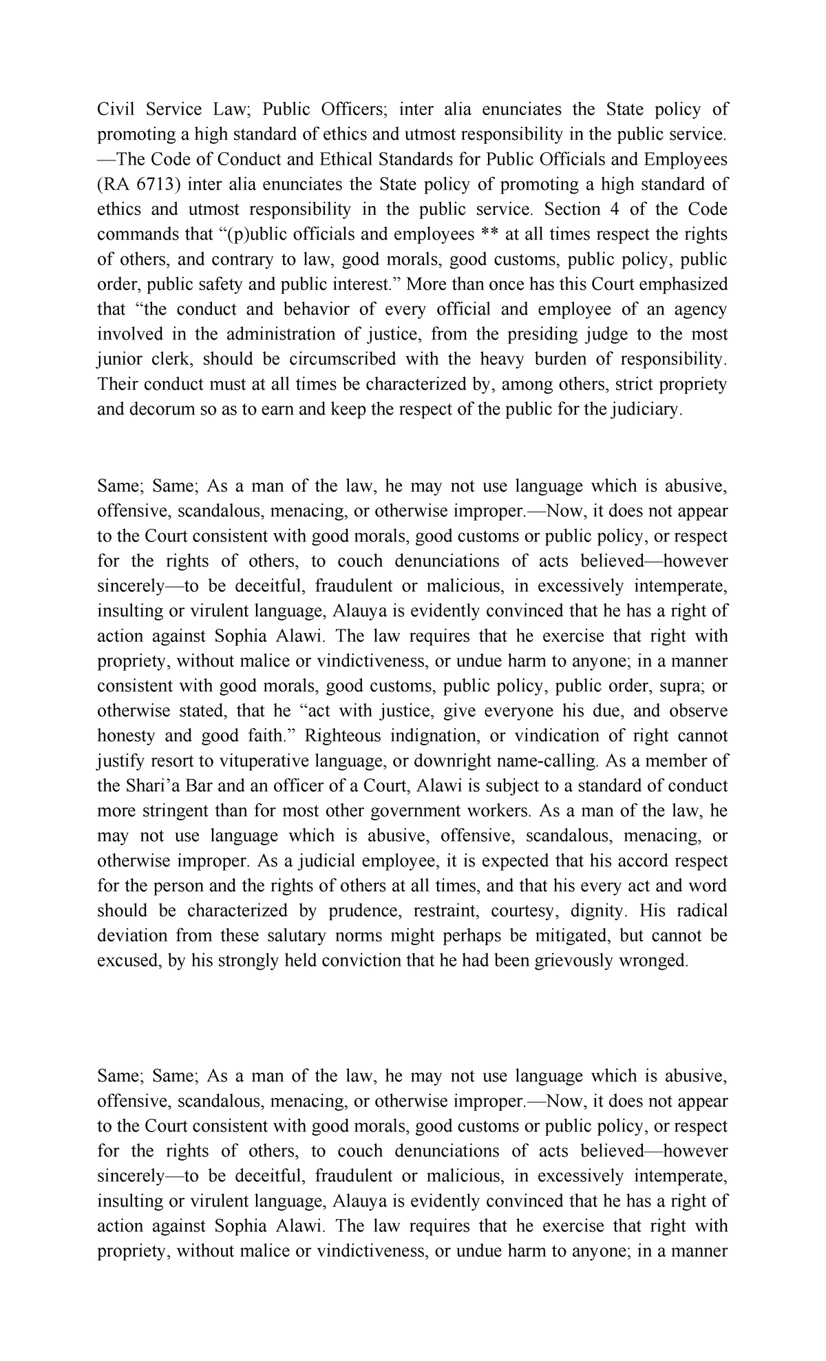 Alawi Explanation Civil Service Law; Public Officers; inter alia