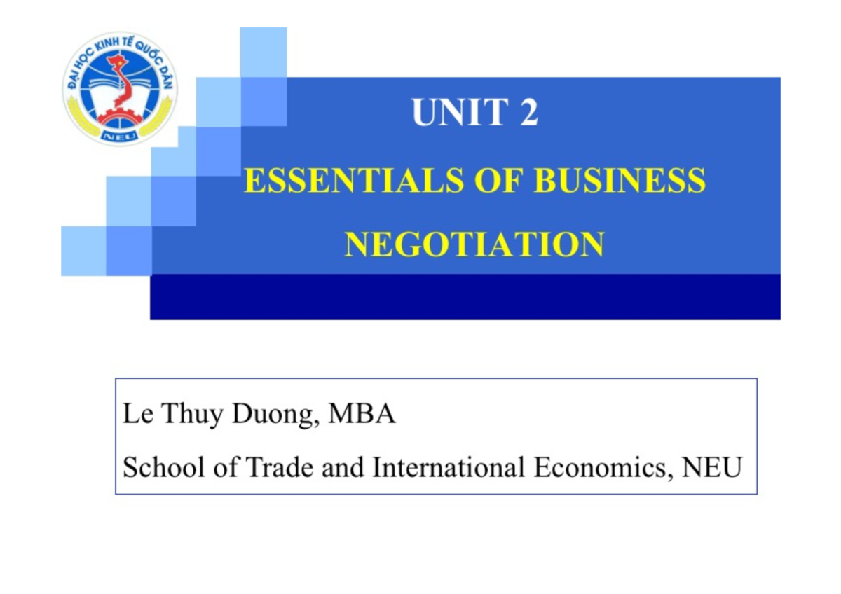 Unit 2 essentials of business negotiation ap art history studocu