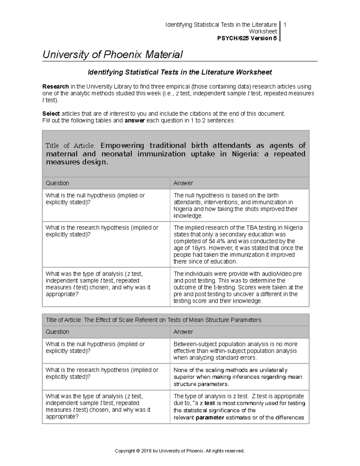 Psych 625 WEEK 3 TEAM - Team Assignment - Identifying Statistical Tests ...