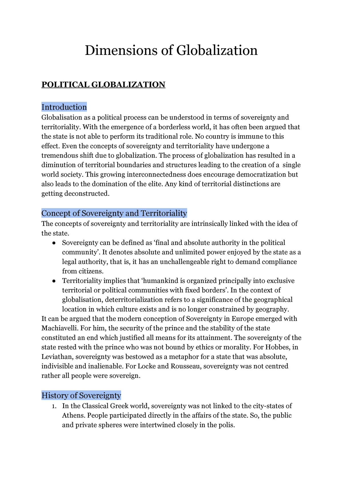 political dimensions of globalization essay