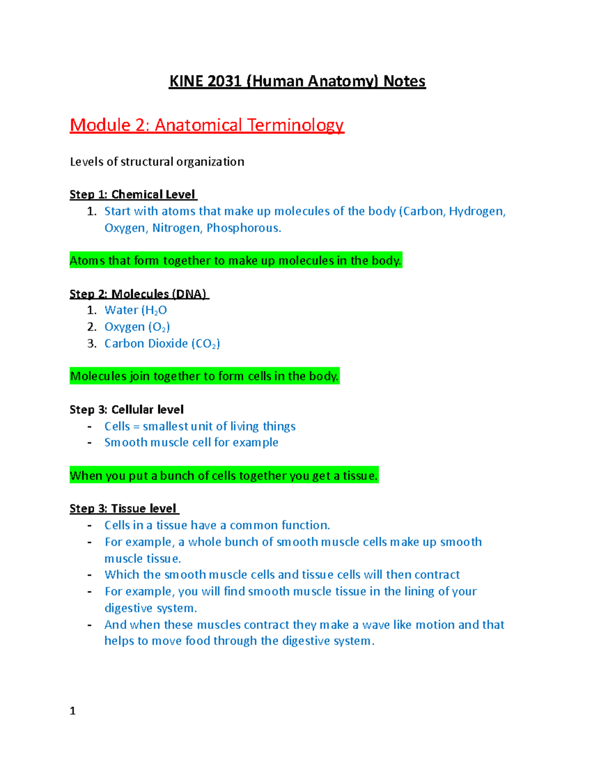 KINE 2031 (Human Anatomy Notes) - KINE 2031 (Human Anatomy) Notes ...