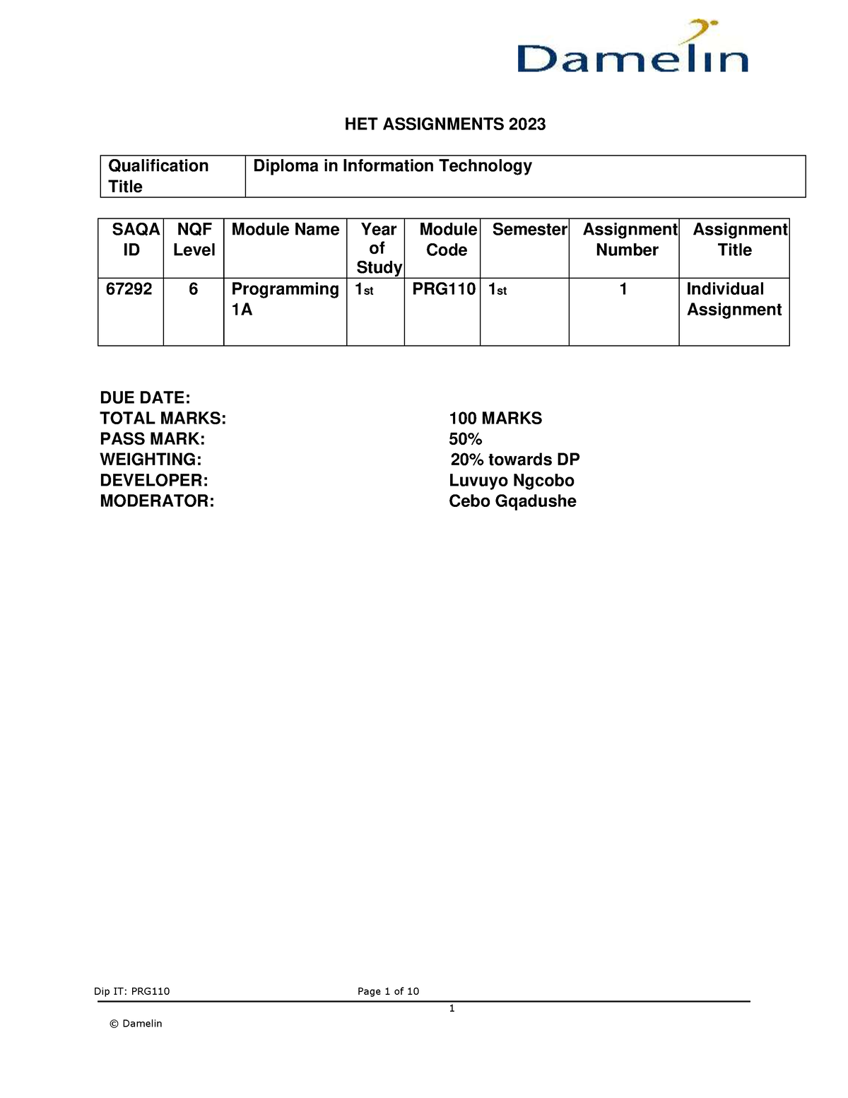 programming assignment assignment 1 submission