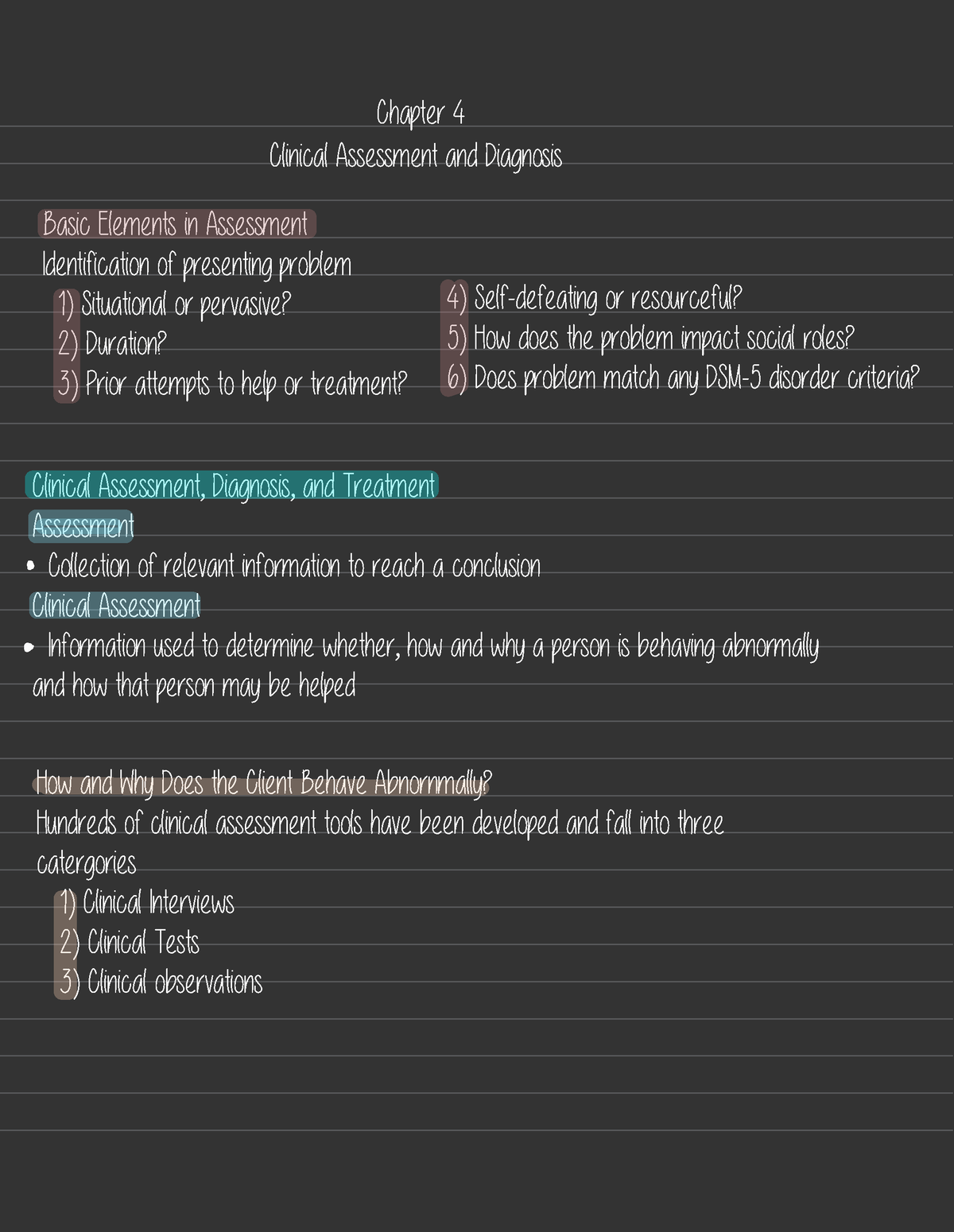 Abnormal Psychology Chapter 4 - Chapter 4 Basic Elements In Assessment ...