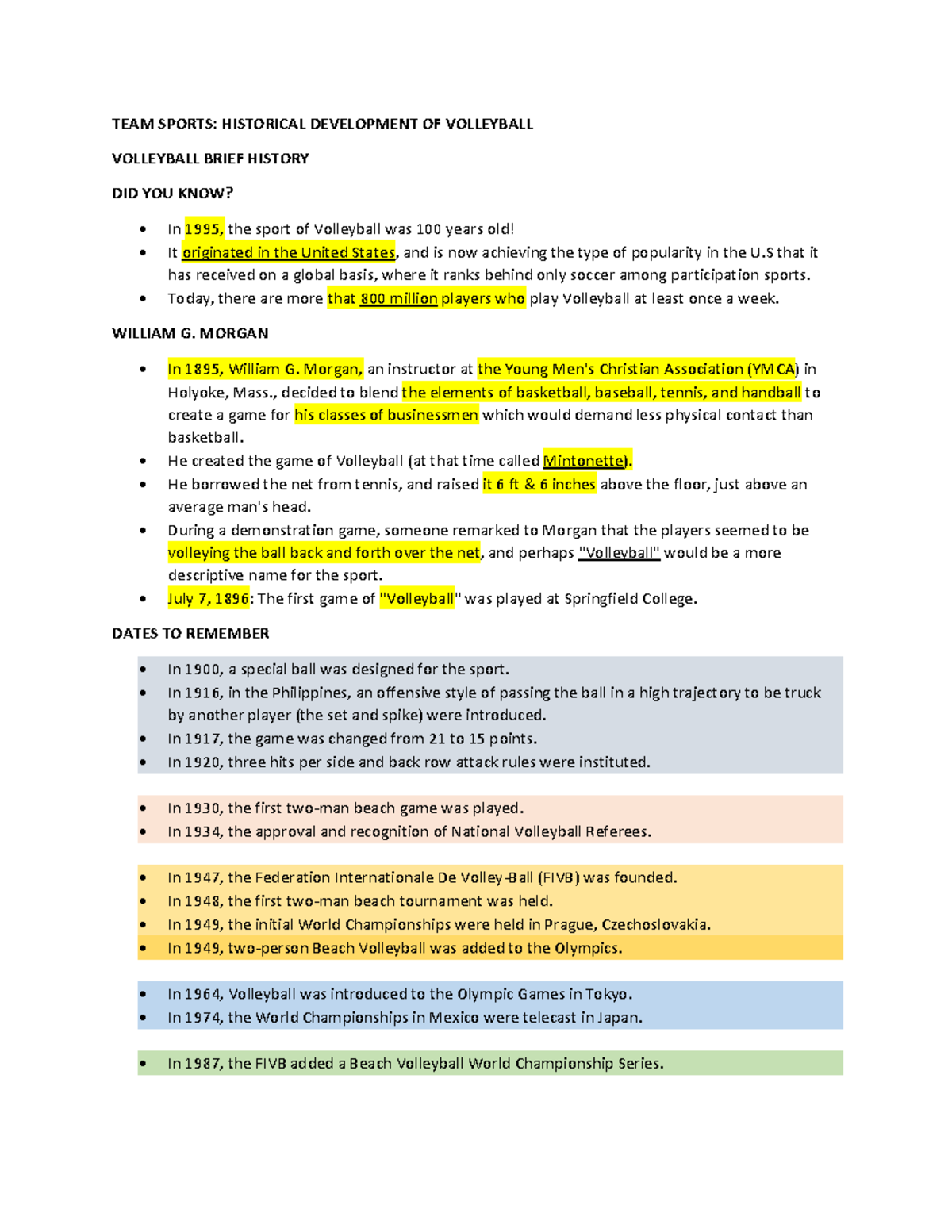 PED101 WK 1 2 Abjansja TEAM SPORTS HISTORICAL DEVELOPMENT OF