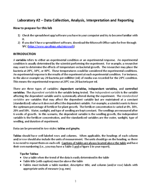 experimental error and data analysis lab report