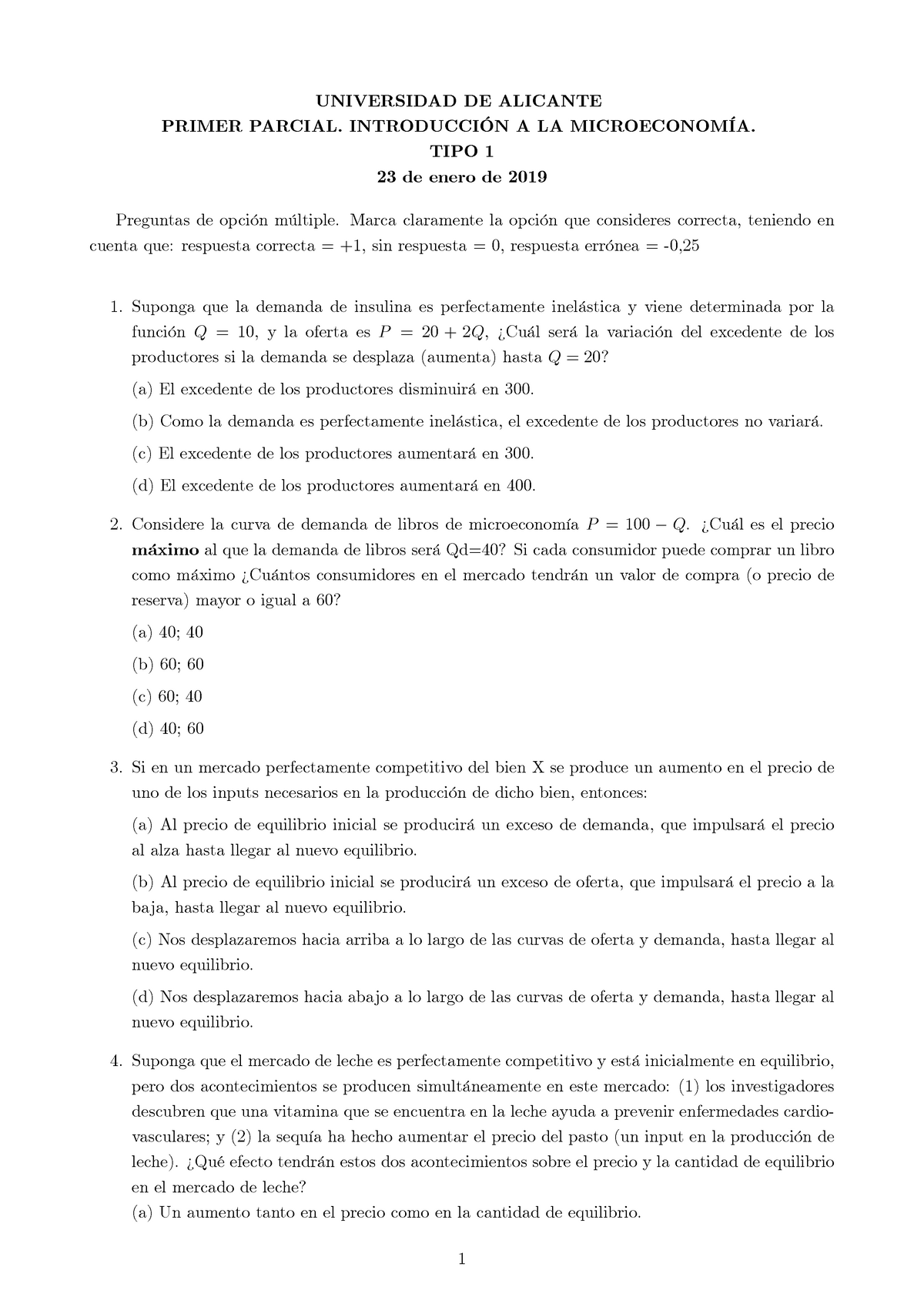 Examen Enero Preguntas Y Respuestas Universidad De Alicante Primer Parcial