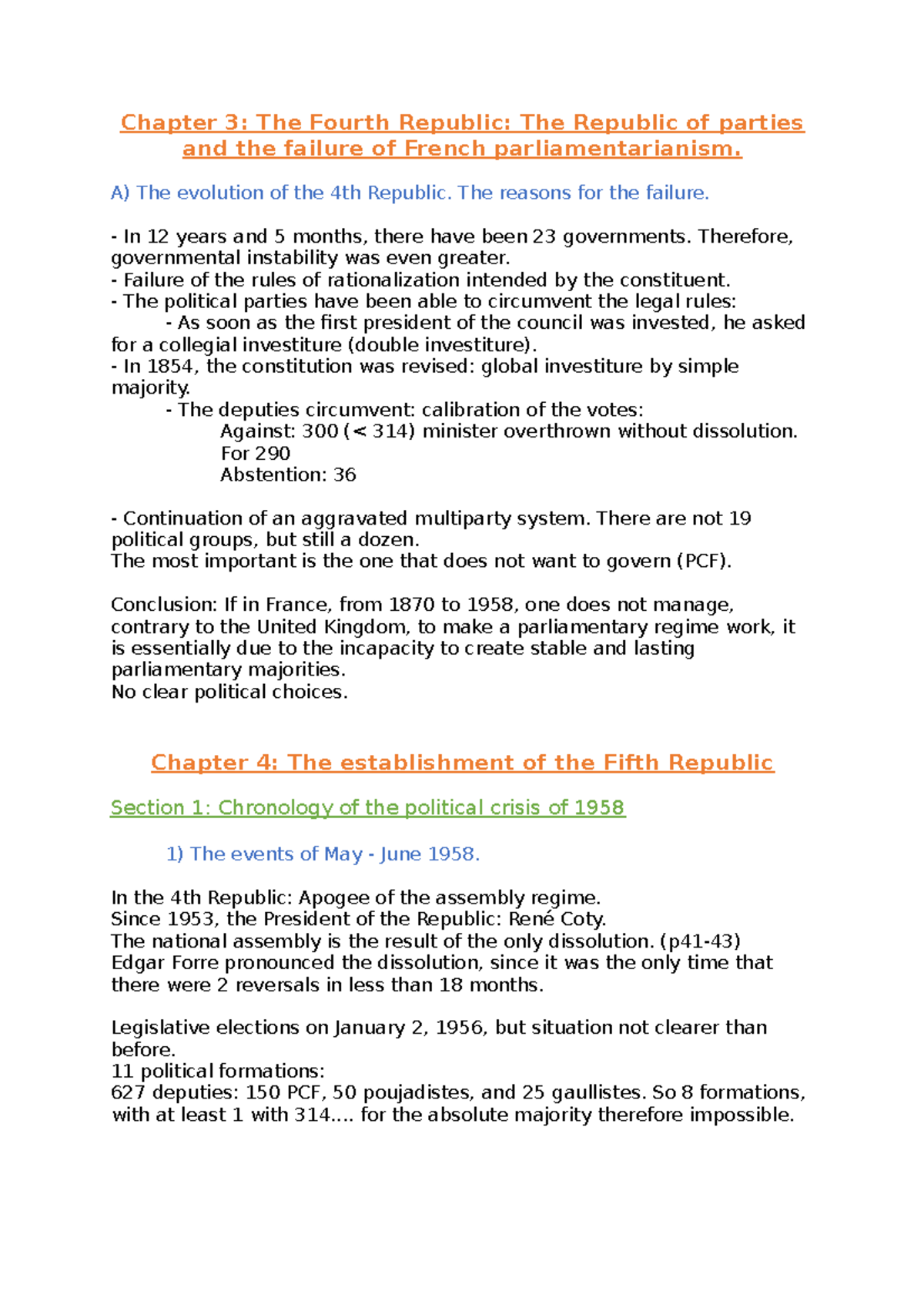 Constitutional Law 4 - Lecture Notes 4 - Chapter 3: The Fourth Republic ...