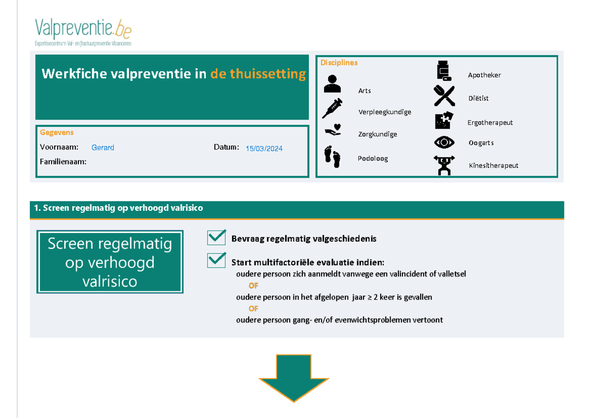 Werkfiche Thuissetting Gerard - Disciplines Gegevens Voornaam: Datum ...