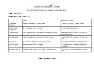 GAM 207 Module Eight Activity Template - GAM 207 Module Eight Activity ...