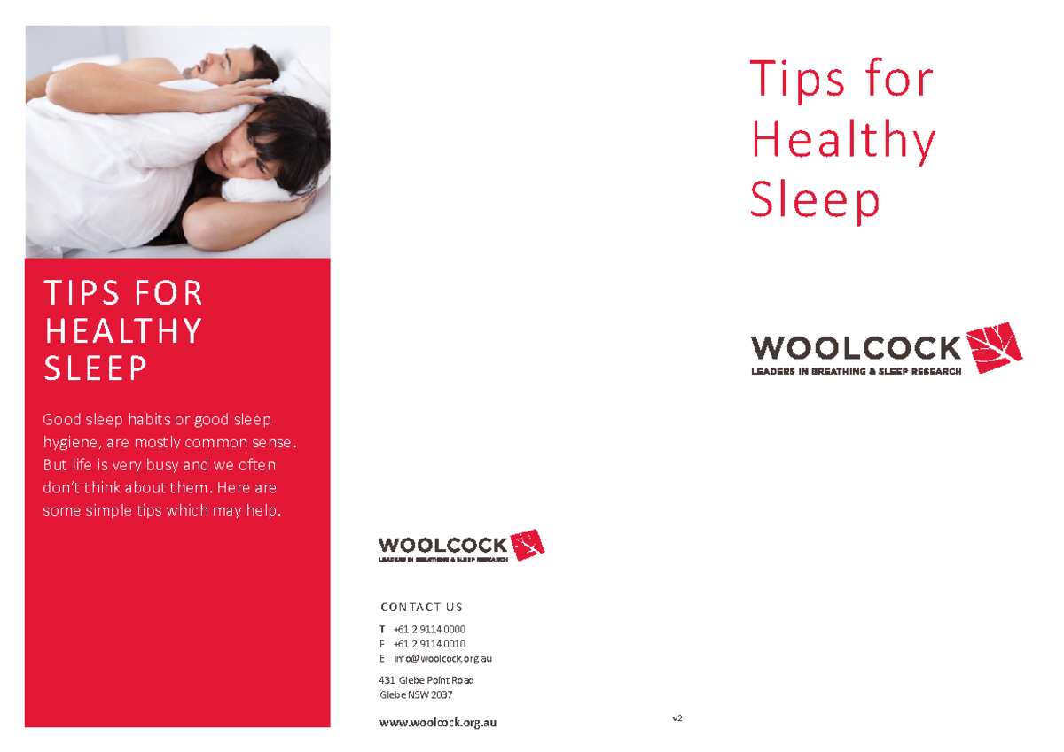 Tips+for+Healthy+Sleep+v2 Tips for Healthy Sleep CONTACT US T +61 2