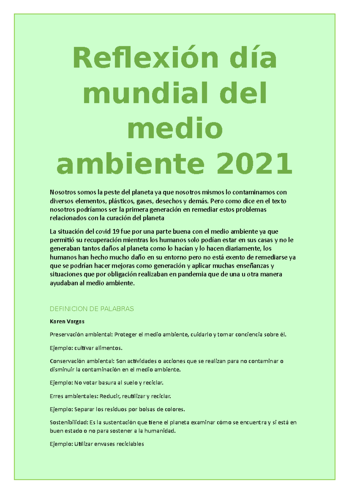 Reflexi N D A Mundial Del Medio Ambiente Reflexi N D A Mundial Del Medio Ambiente