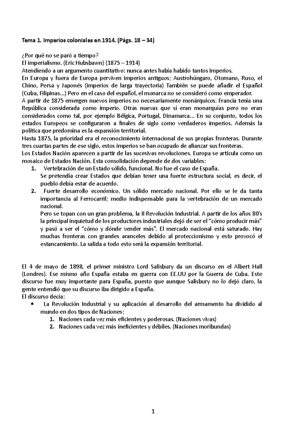 Historia - Apuntes TODOS - Tema 1. Imperios coloniales en 1914. (Págs ...