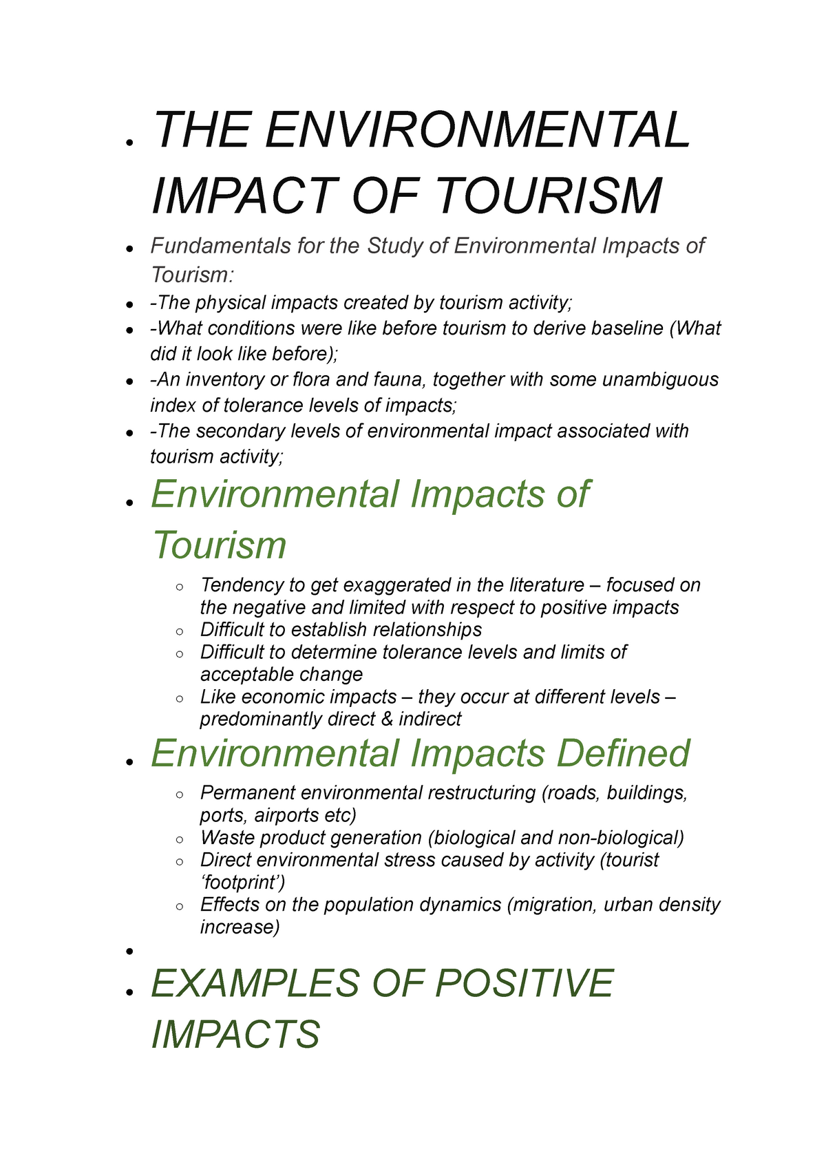 tourism impacts case study