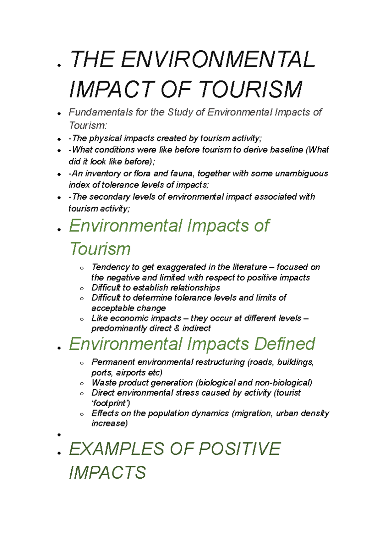 essay about environmental impacts of tourism