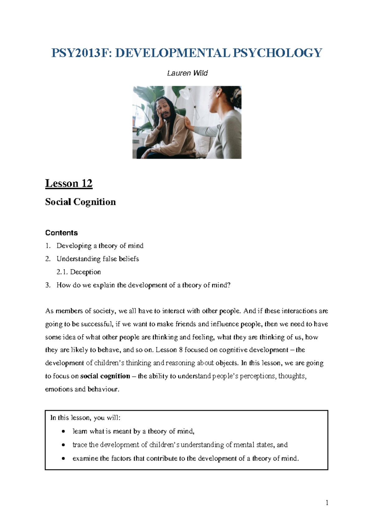 Lesson+12 Social+Cognition - PSY2013F: DEVELOPMENTAL PSYCHOLOGY Lauren ...